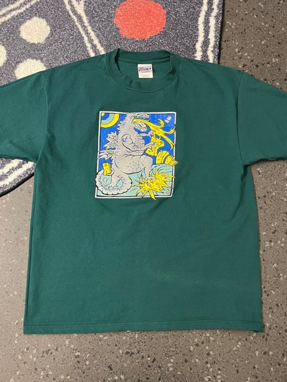 Vintage Godzilla Rules! Green T-Shirt Graphic Tee